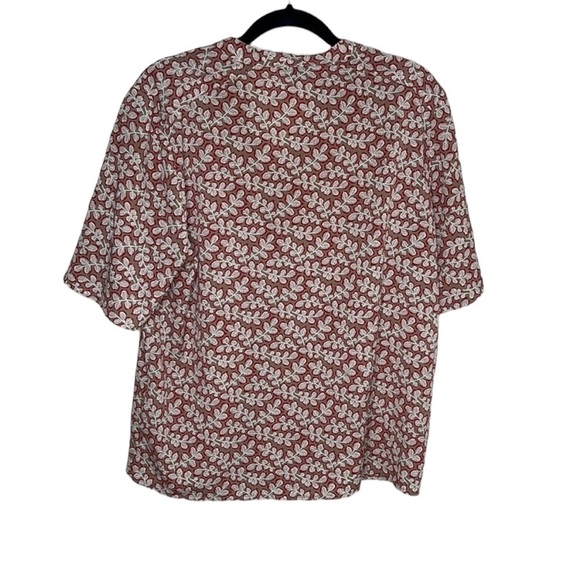 Friendtex Red Leaf Button Up Lightweight Lagenlook Patti Blouse Size L - Picture 5 of 5